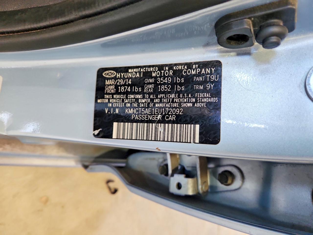 2014 Hyundai Accent Gs Blue vin: KMHCT5AE1EU172092