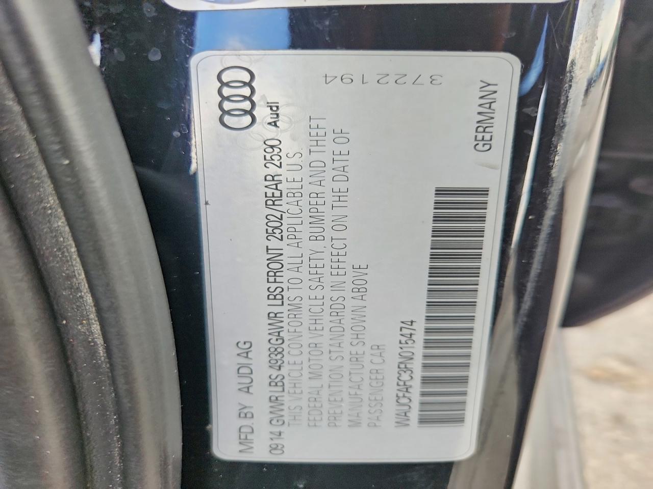 2015 Audi A6 Premium Black vin: WAUCFAFC3FN015474