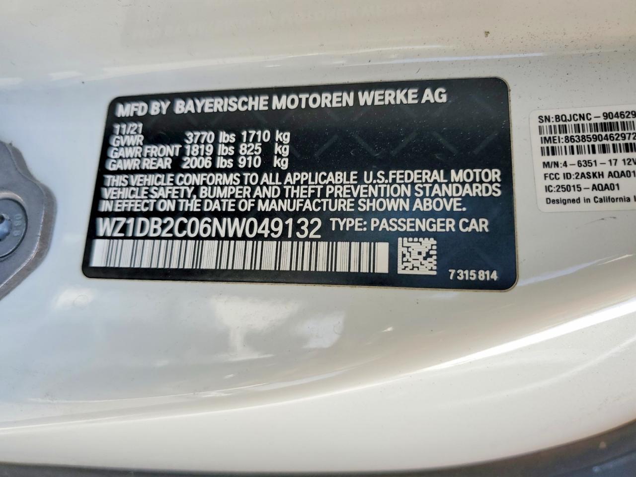 2022 Toyota Gr Supra 2.0 White vin: WZ1DB2C06NW049132