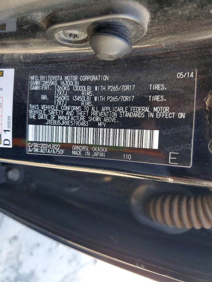 2014 Toyota 4runner Sr5 Premium Черный vin: JTEBU5JRXE5190483