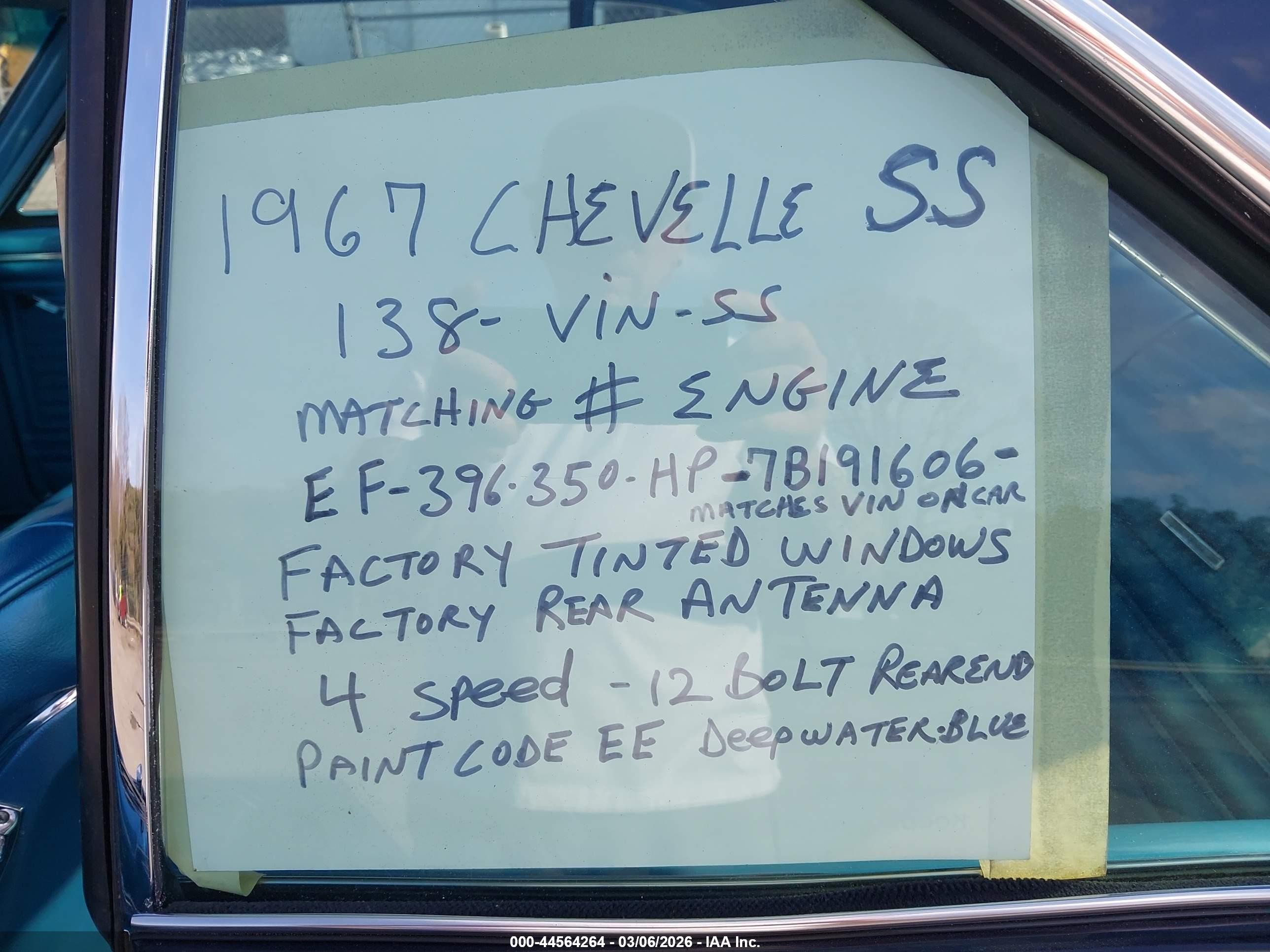 1967 Chevrolet Chevelle Ss   Dark Blue vin: 138177B191606    