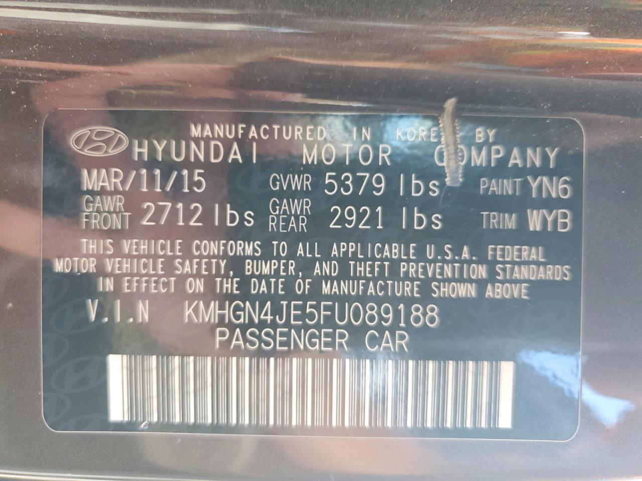 2015 Hyundai Genesis 3.8l Коричневый vin: KMHGN4JE5FU089188