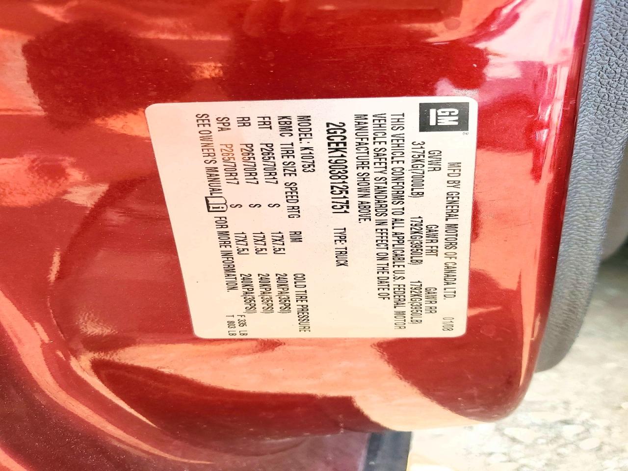 2008 Chevrolet Silverado K1500 Red vin: 2GCEK190381251751
