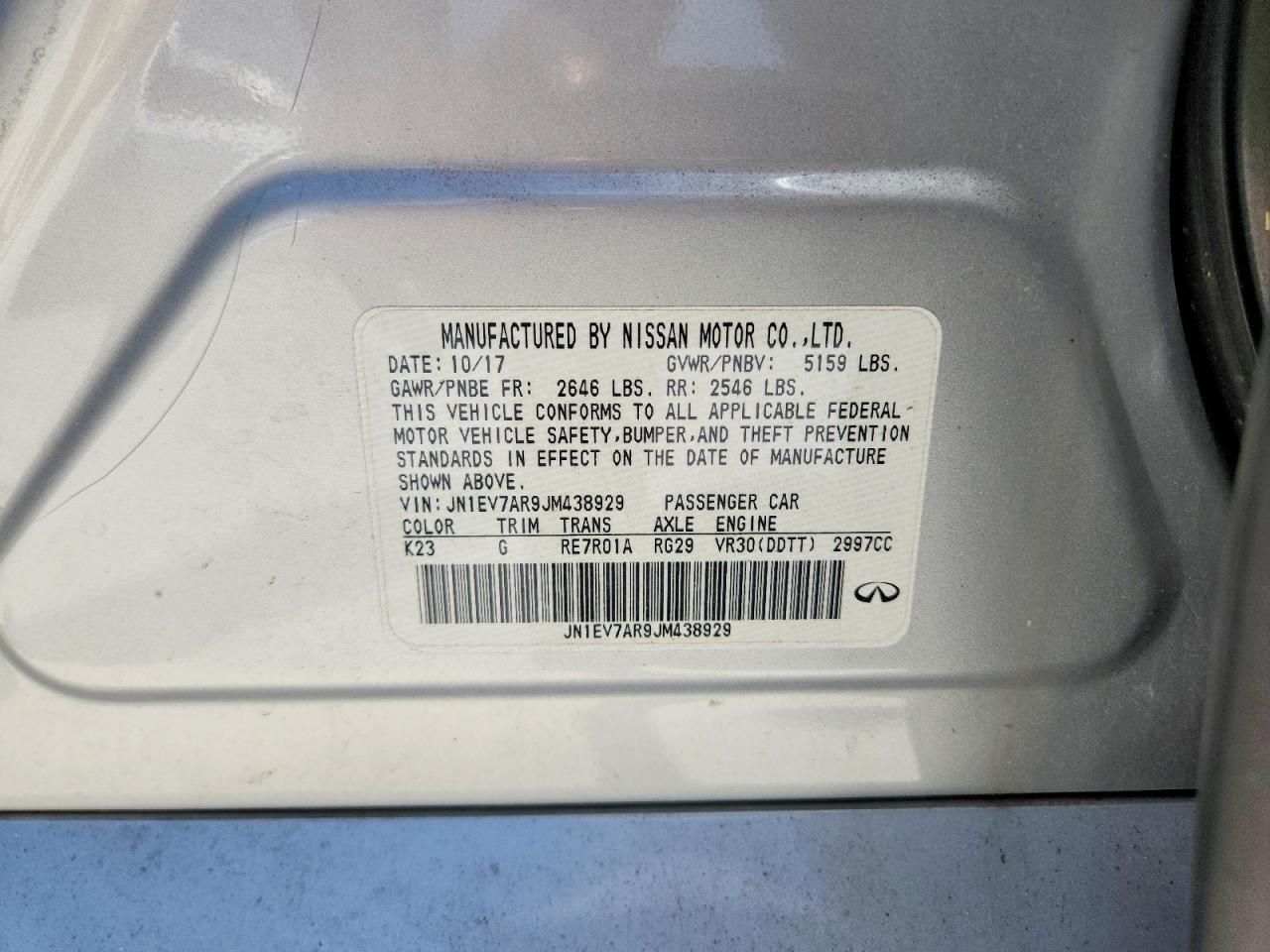 2018 Infiniti Q50 3.0t Luxe Silver vin: JN1EV7AR9JM438929