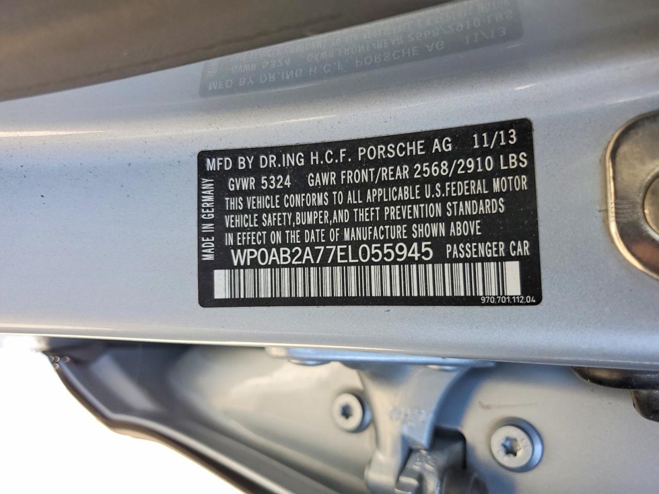 2014 Porsche Panamera S Серебряный vin: WP0AB2A77EL055945