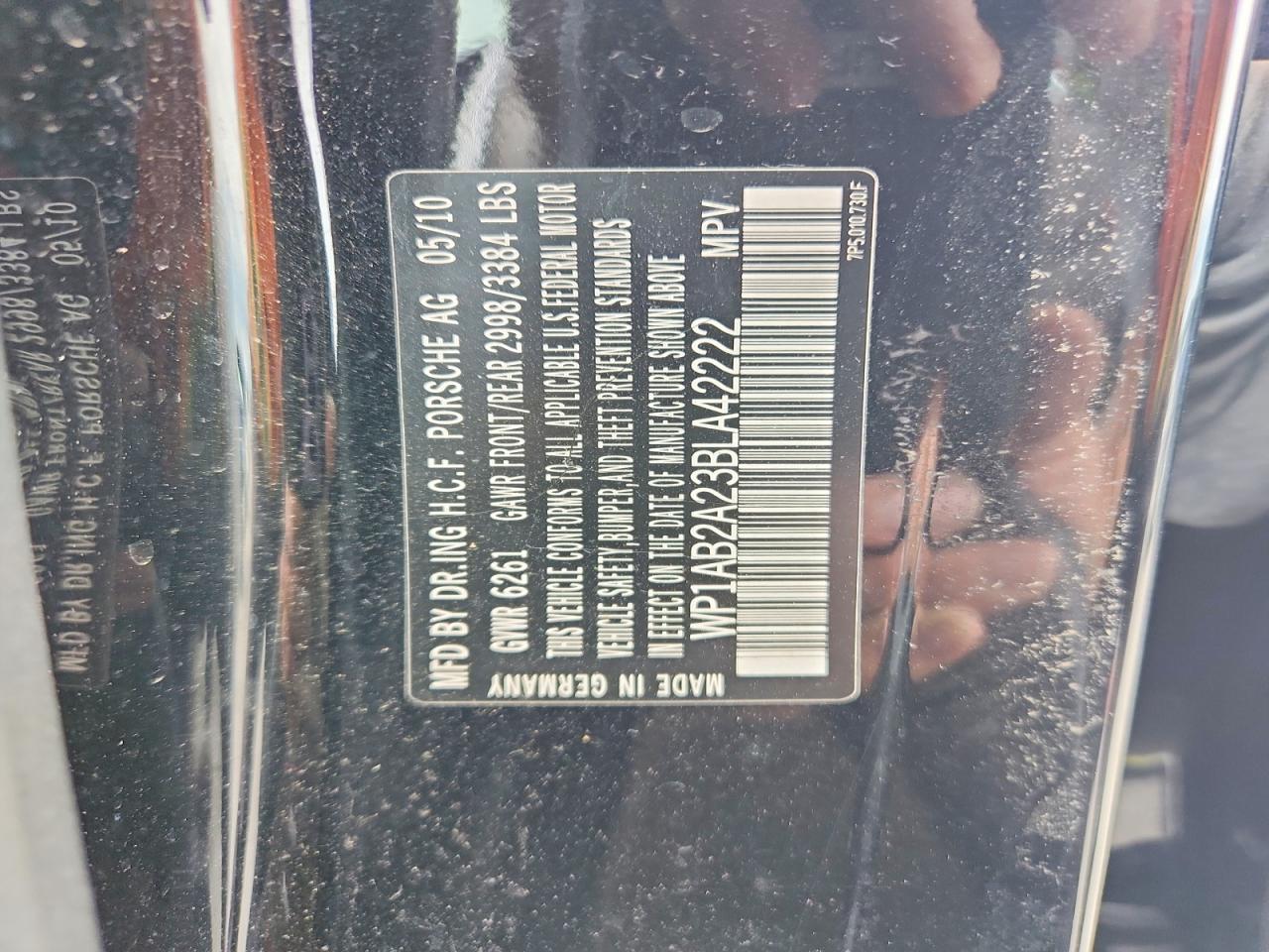 2011 Porsche Cayenne S Black vin: WP1AB2A23BLA42222