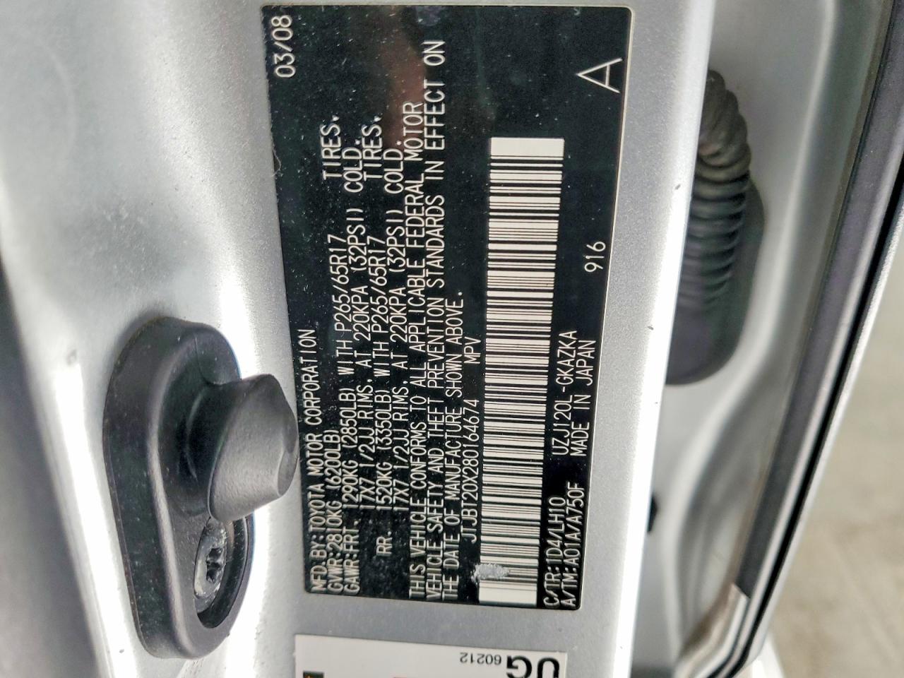 2008 Lexus Gx 470 Silver vin: JTJBT20X280164674