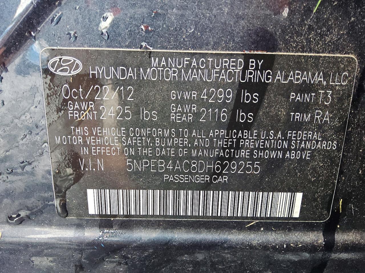 2013 Hyundai Sonata Gls Black vin: 5NPEB4AC8DH629255
