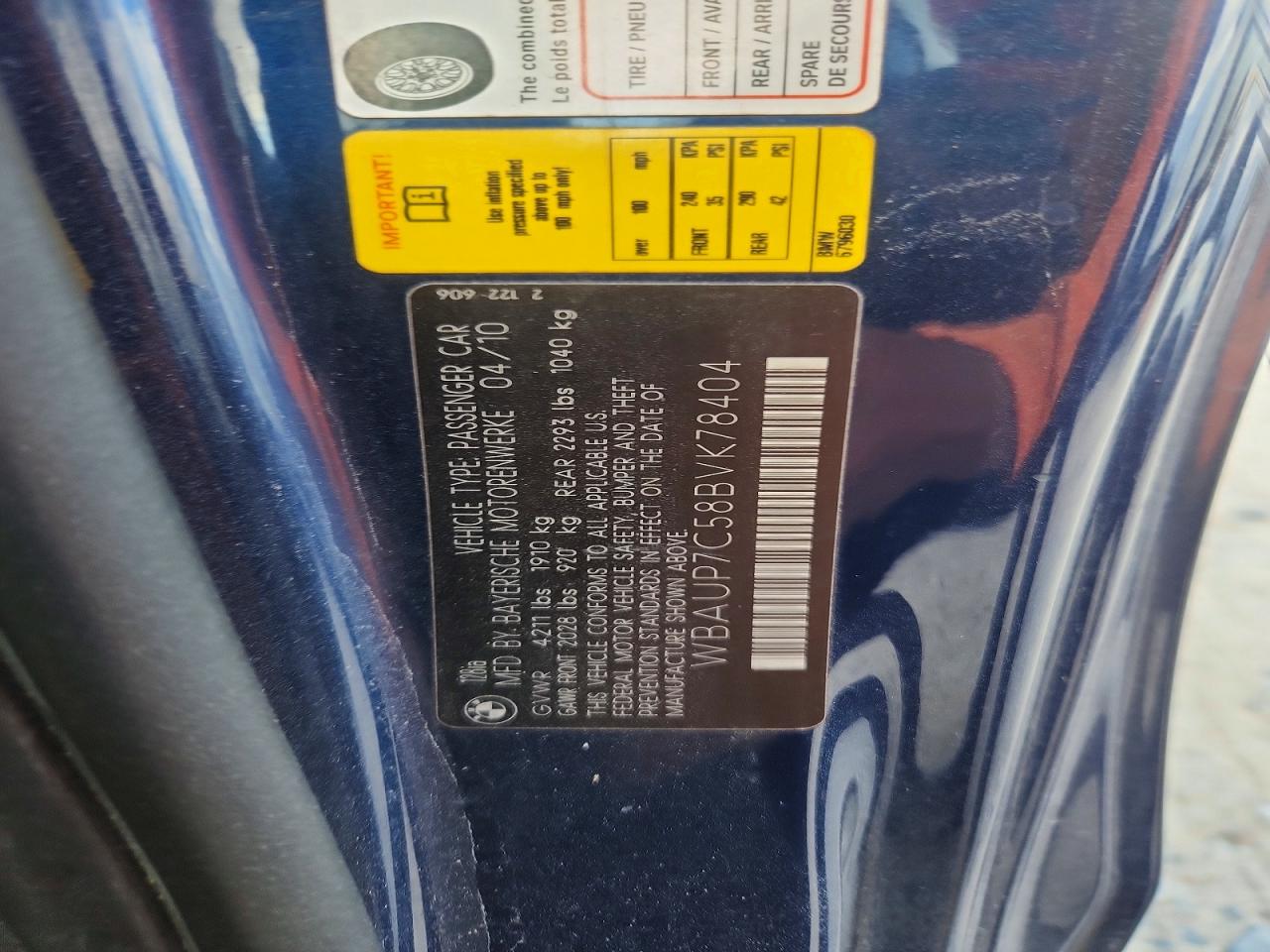 2011 Bmw 128 I Blue vin: WBAUP7C58BVK78404
