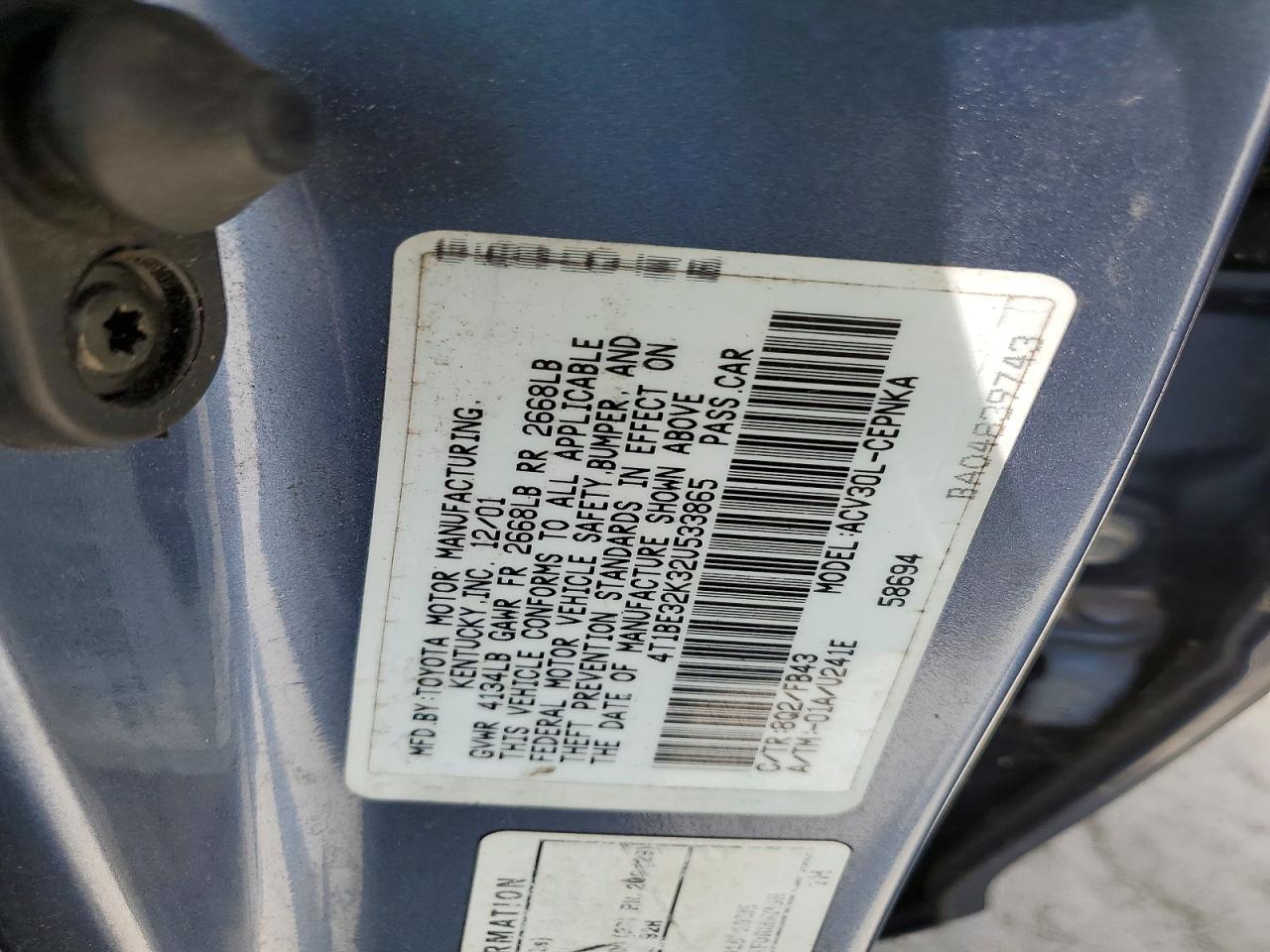 2002 Toyota Camry Le Blue vin: 4T1BE32K32U533865