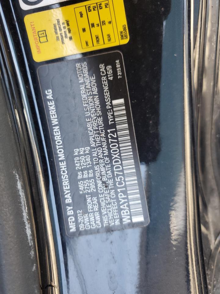 2013 Bmw 650 Xi Blue vin: WBAYP1C57DDX00721