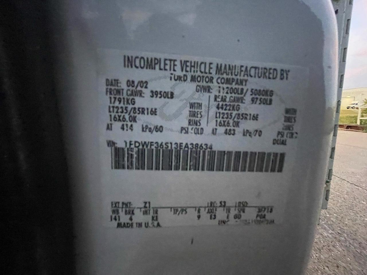 2003 Ford F350 Super Duty Белый vin: 1FDWF36S13EA38634