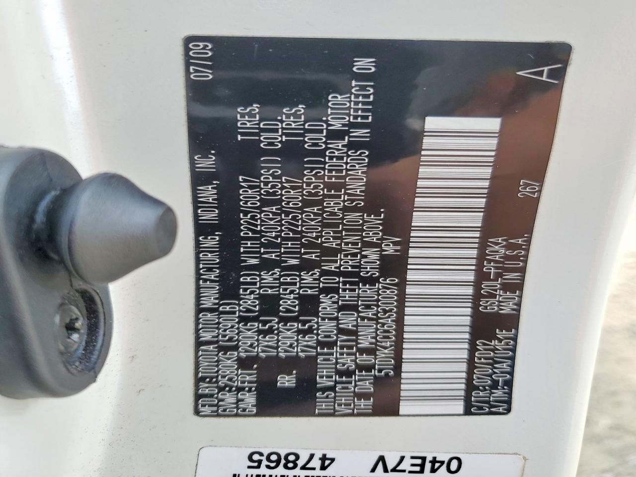 2010 Toyota Sienna Xle Белый vin: 5TDYK4CC6AS300876