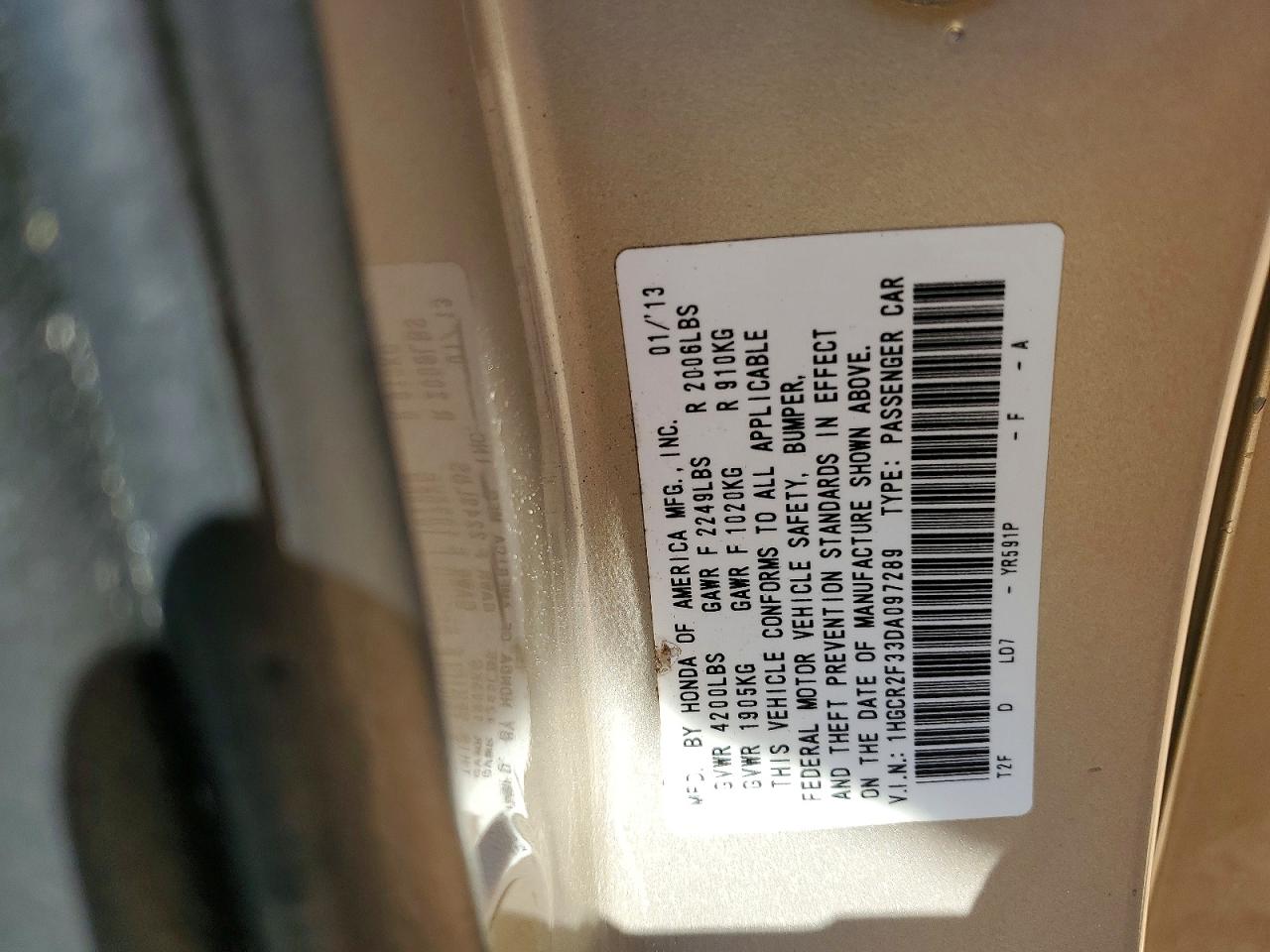 2013 Honda Accord Lx Золотой vin: 1HGCR2F33DA097289