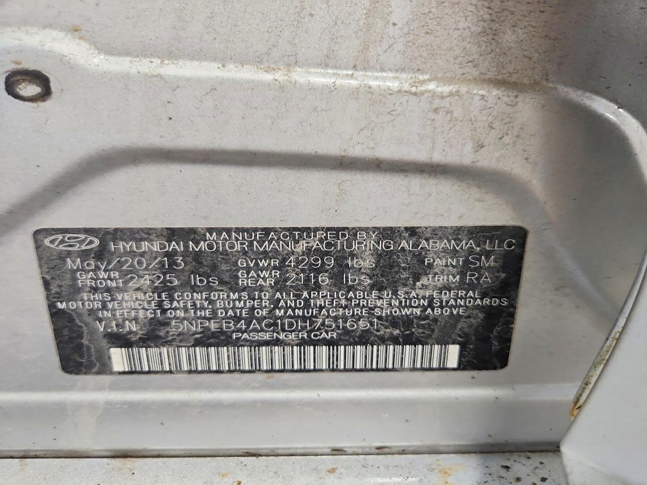 2013 Hyundai Sonata Gls Gray vin: 5NPEB4AC1DH751651