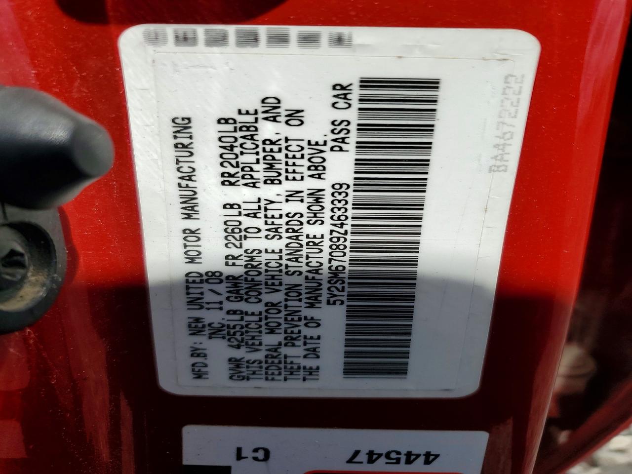 2009 Pontiac Vibe Red vin: 5Y2SM67089Z463339