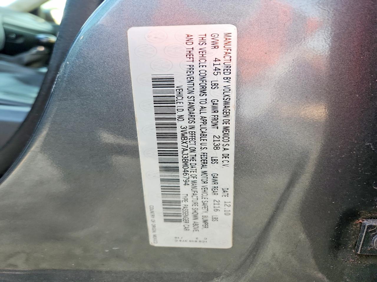2011 Volkswagen Jetta Se Gray vin: 3VWBX7AJ3BM046794