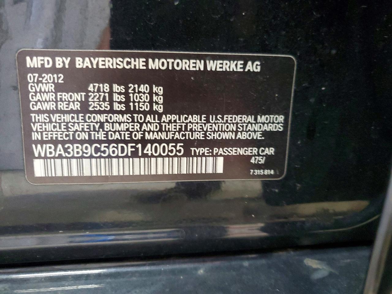 2013 Bmw 335 Xi Black vin: WBA3B9C56DF140055