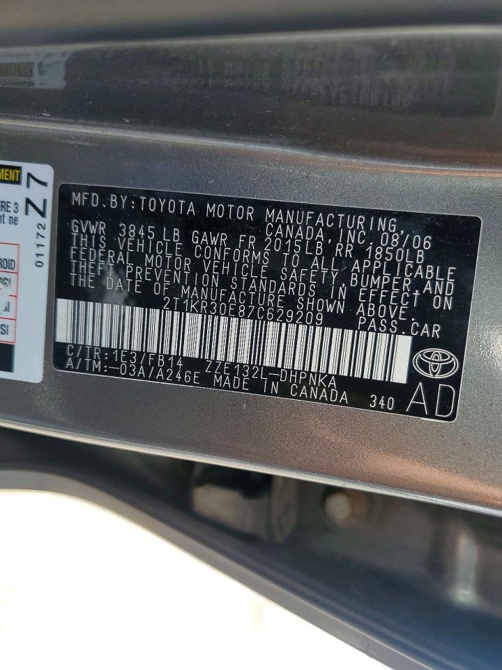 2007 Toyota Matrix Xr Серый vin: 2T1KR30E87C629209