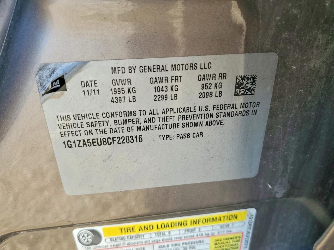 2012 Chevrolet Malibu Ls Gray vin: 1G1ZA5EU8CF220316