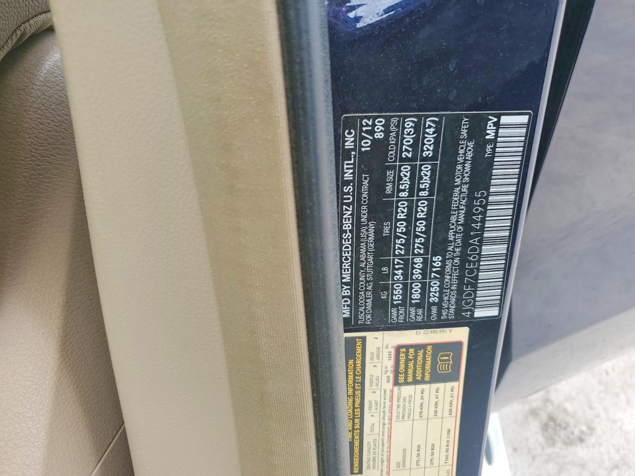 2013 Mercedes-benz Gl 450 4matic Blue vin: 4JGDF7CE6DA144955