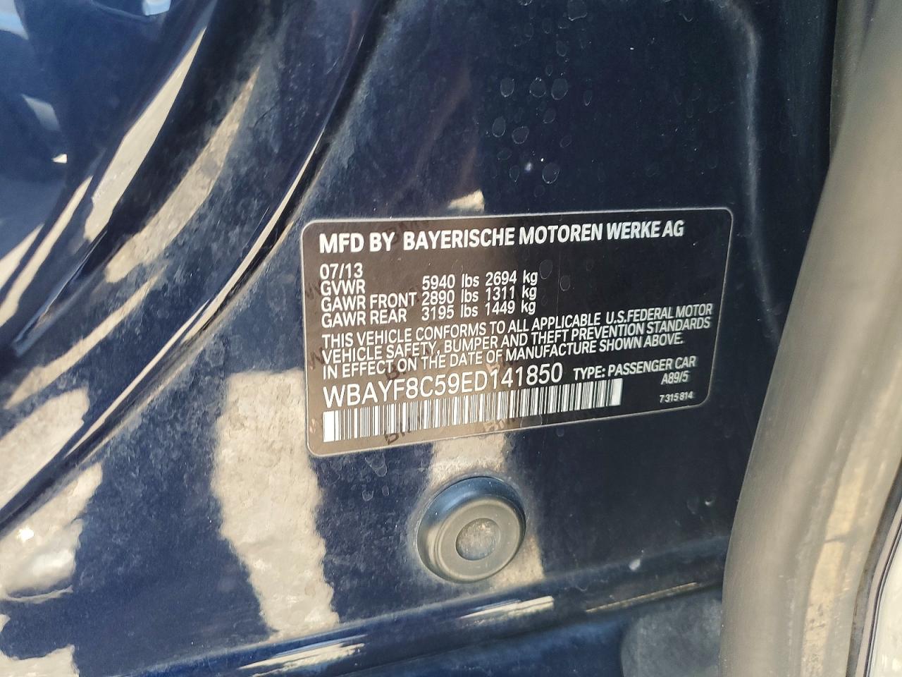 2014 Bmw 750 Lxi Blue vin: WBAYF8C59ED141850