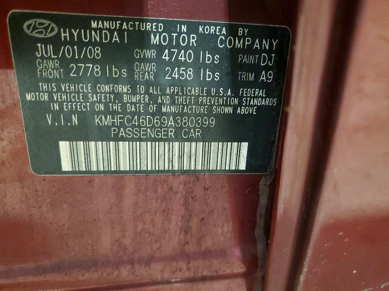 2009 Hyundai Azera Gls Темно-бордовый vin: KMHFC46D69A380399