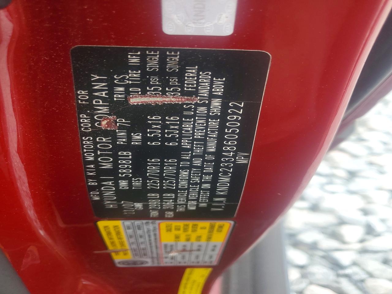 2008 Hyundai Entourage Gls Red vin: KNDMC233486050922