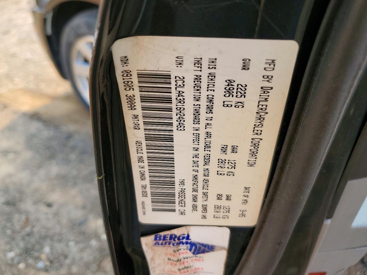 2006 Chrysler 300 Black vin: 2C3LA43R16H246463