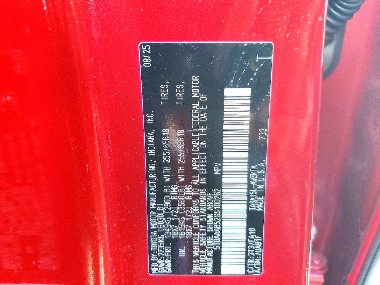2025 Toyota Grand Highlander Xle Red vin: 5TDAAAB52SS100262