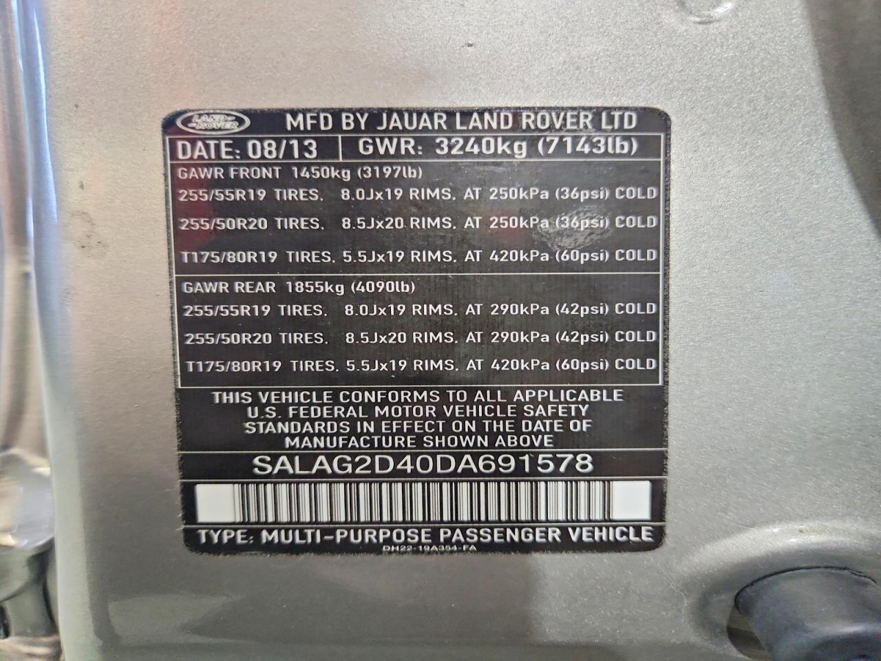 2013 Land Rover Lr4 Hse Tan vin: SALAG2D40DA691578