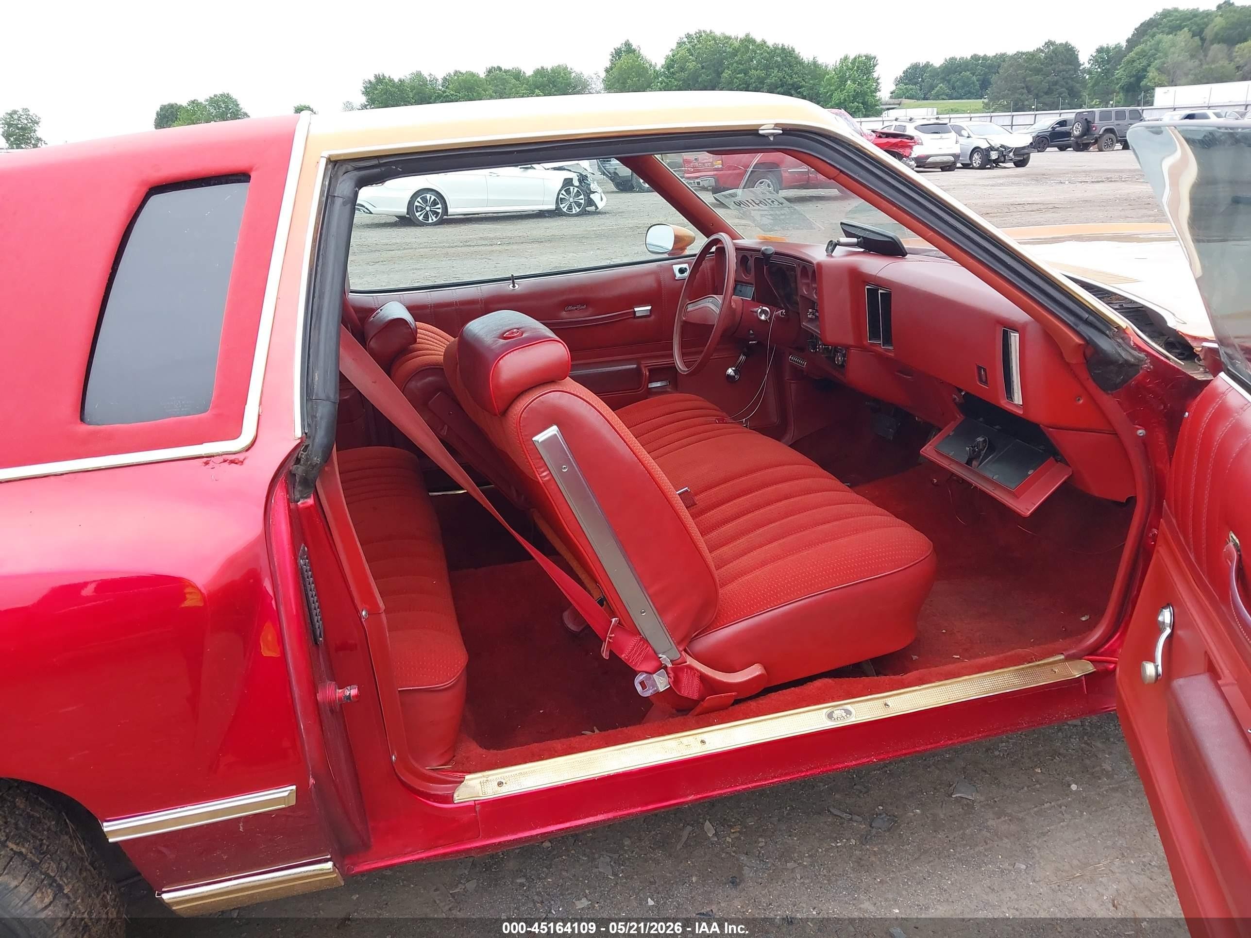 1977 Chevrolet Monte Carlo Red vin: 1H57U7R425596