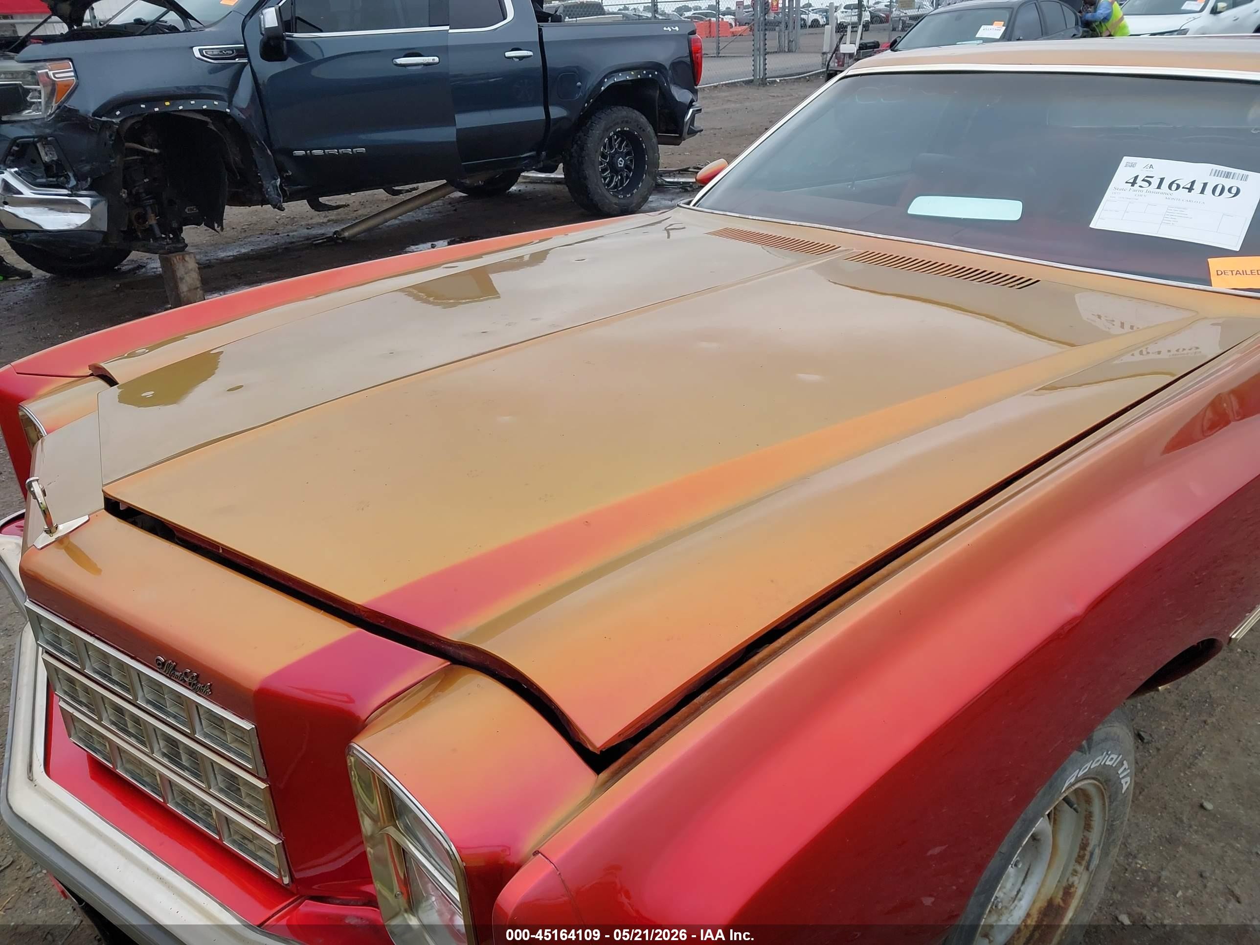 1977 Chevrolet Monte Carlo Red vin: 1H57U7R425596