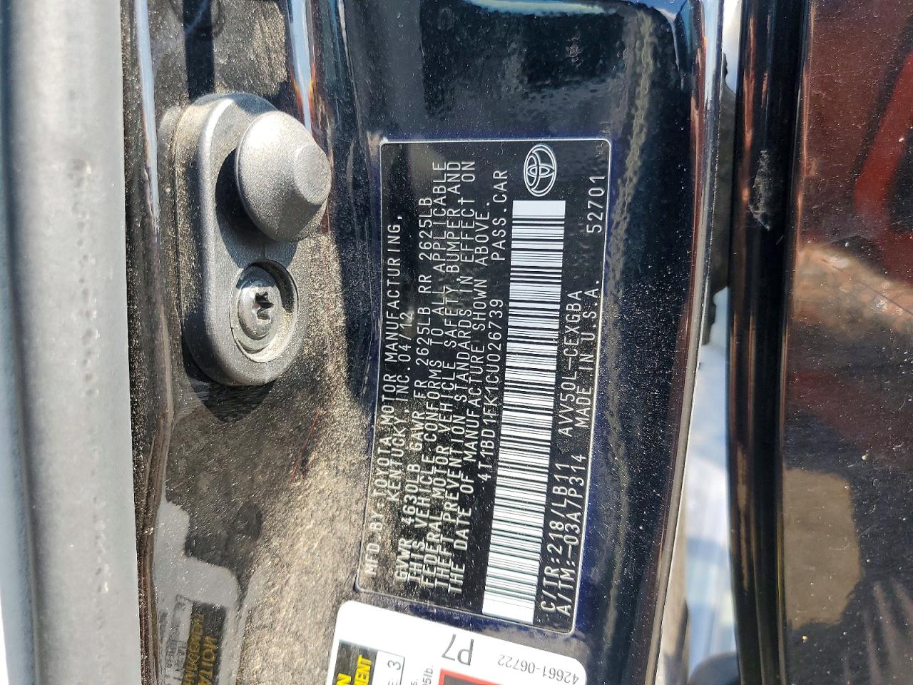 2012 Toyota Camry Hybrid Xle Black vin: 4T1BD1FK1CU026739