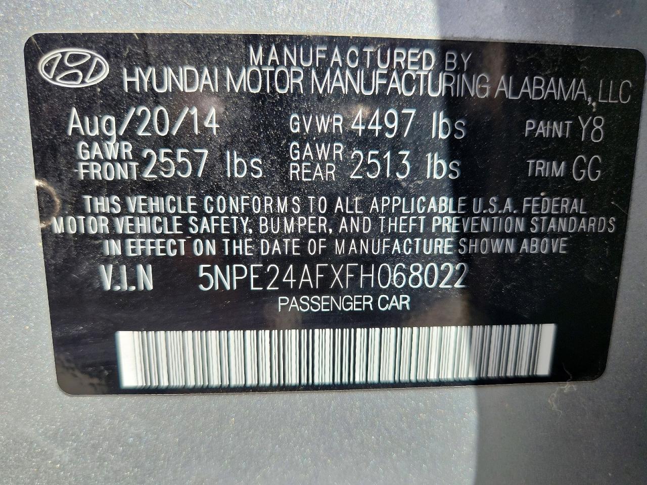2015 Hyundai Sonata Se Silver vin: 5NPE24AFXFH068022