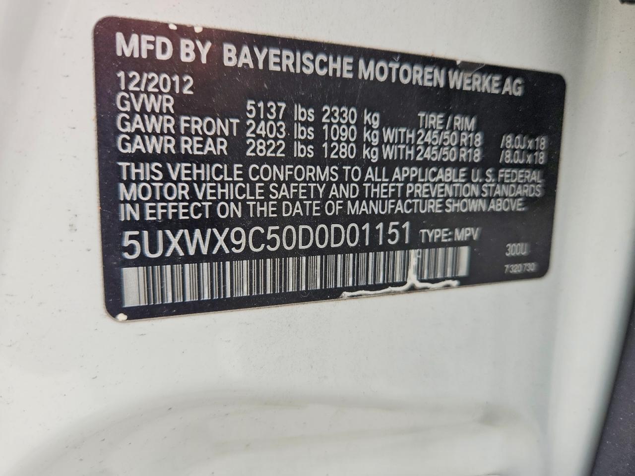 2013 Bmw X3 Xdrive28i White vin: 5UXWX9C50D0D01151