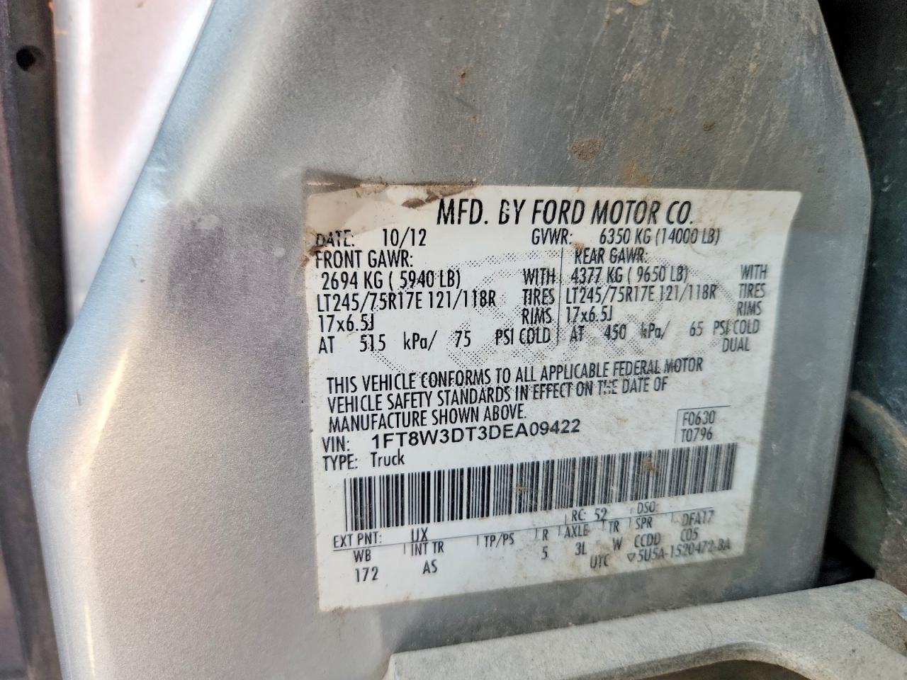 2013 Ford F350 Super Duty Silver vin: 1FT8W3DT3DEA09422