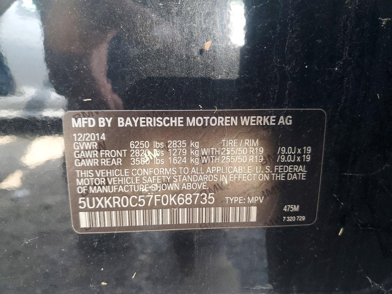 2015 Bmw X5 Xdrive35i Black vin: 5UXKR0C57F0K68735