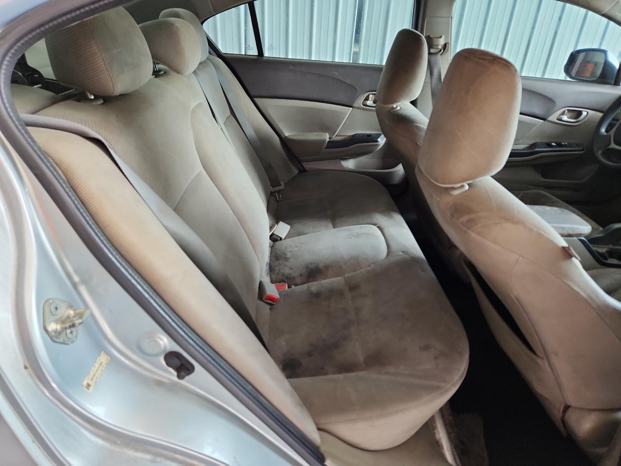 2012 Honda Civic Lx Blue vin: 19XFB2F5XCE073892 Damage: Left Rear Seat Cushion, Stained, Permanent