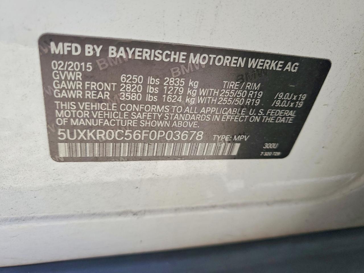 2015 Bmw X5 Xdrive35i White vin: 5UXKR0C56F0P03678