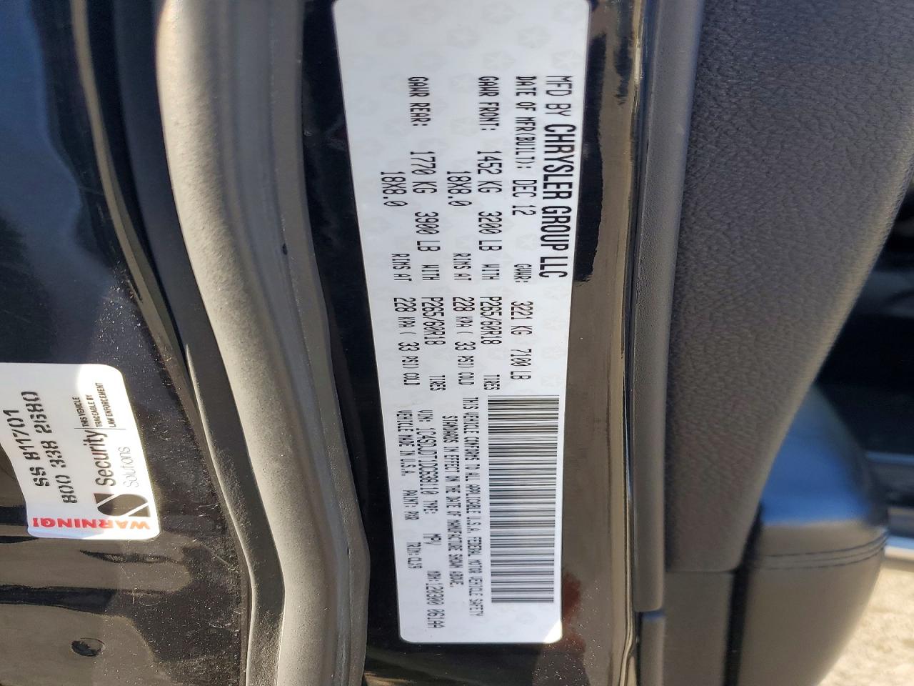 2013 Dodge Durango Crew Black vin: 1C4SDJDT1DC638110