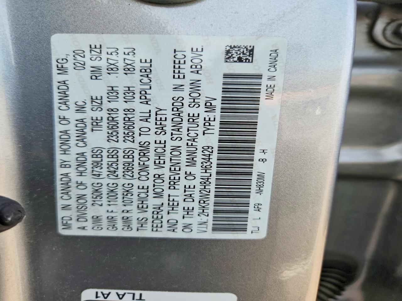 2020 Honda Cr-v Exl Silver vin: 2HKRW2H84LH634429