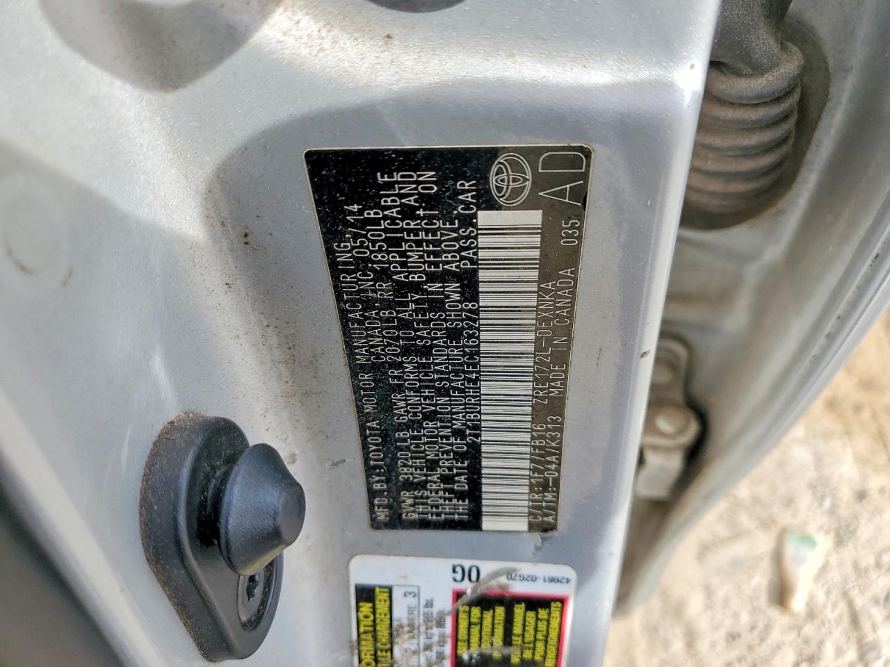 2014 Toyota Corolla Le Silver vin: 2T1BURHE4EC163278