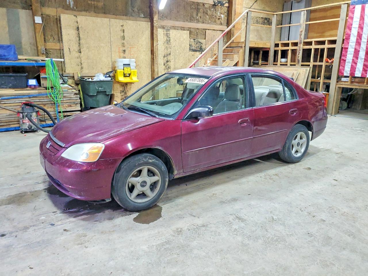 2002 Honda Civic Lx Бордовый vin: 1HGES16502L074806