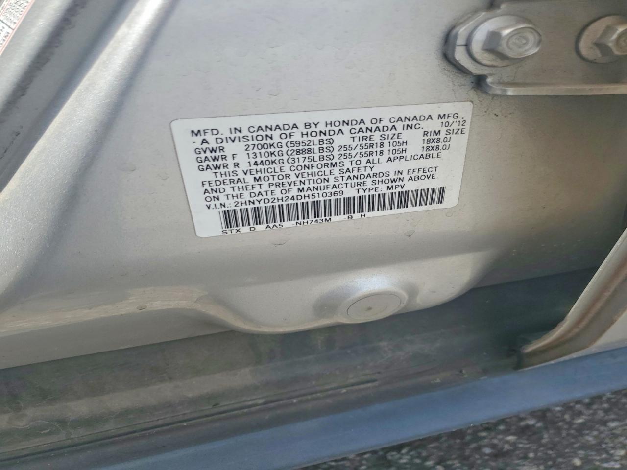 2013 Acura Mdx Silver vin: 2HNYD2H24DH510369