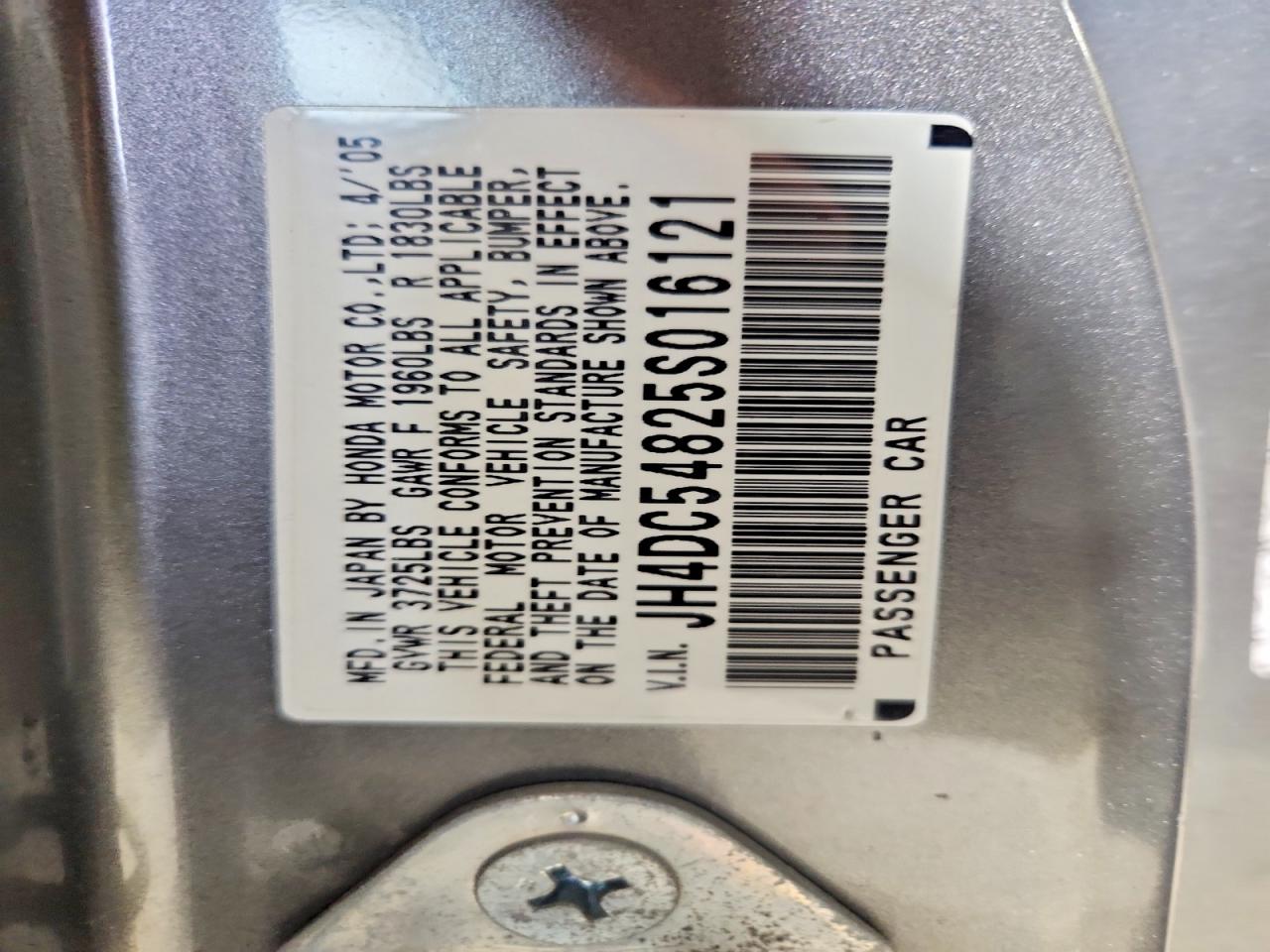 2005 Acura Rsx Silver vin: JH4DC54825S016121