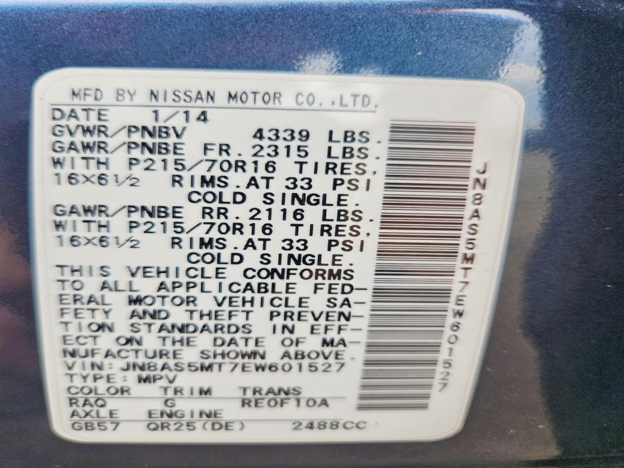 2014 Nissan Rogue Select S Blue vin: JN8AS5MT7EW601527