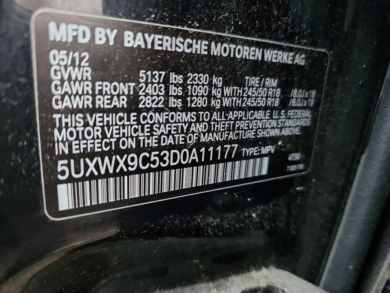 2013 Bmw X3 Xdrive28i Black vin: 5UXWX9C53D0A11177