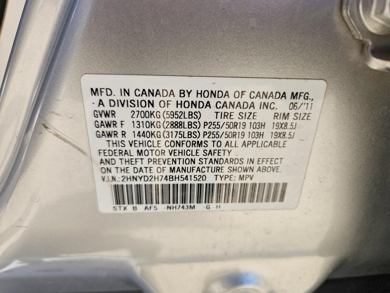 2011 Acura Mdx Advance Silver vin: 2HNYD2H74BH541520