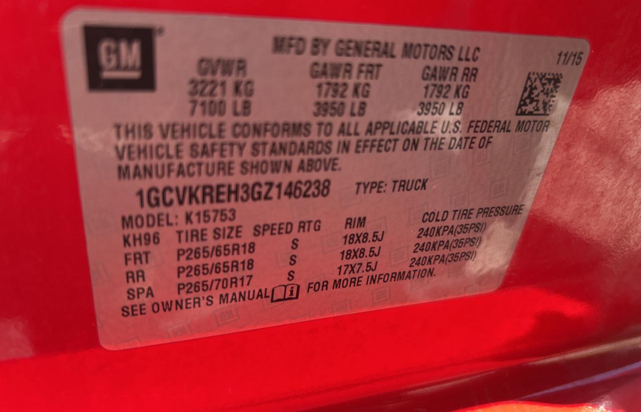 2016 Chevrolet Silverado K1500 Lt   Red vin: 1GCVKREH3GZ146238